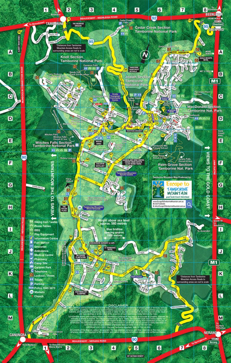 Escape To Tamborine Mountain Map - Escape To Tamborine Mountain